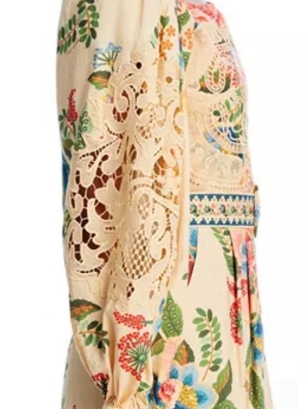 Farm Rio Garden Romper Embroidered Floral with Puff Sleeves - Picture 6 of 16